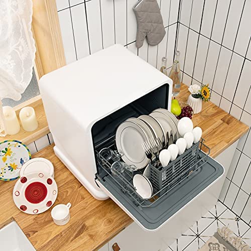 COSTWAY Portable Countertop Dishwasher, 7.5L Water Tank, White - 10015-CYFP