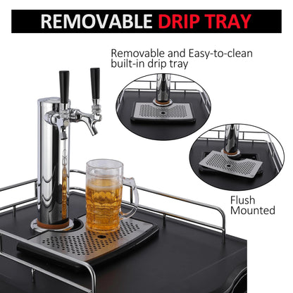 Dual-Tap Stainless Steel Beer Kegerator, 170L With Drip Tray