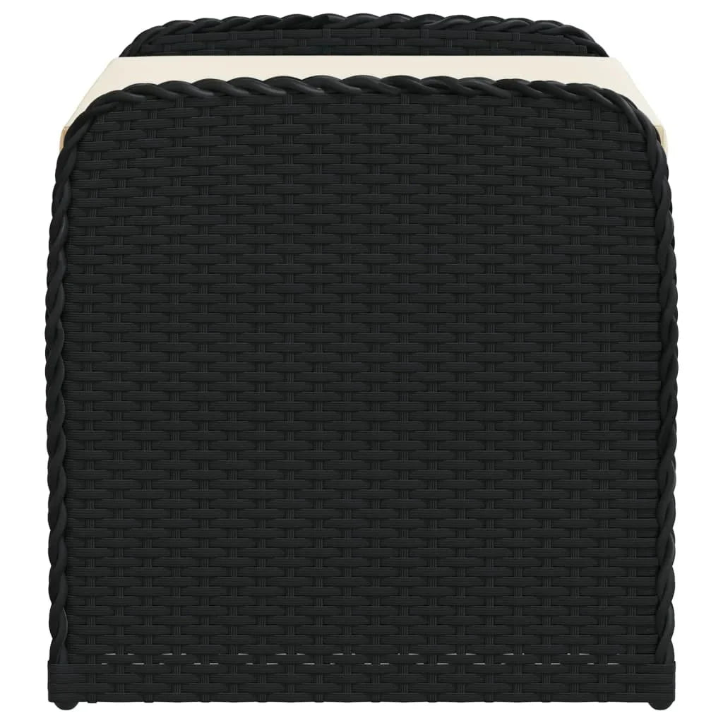 vidaXL Outdoor Poly Rattan Storage Bench With Cushion, Black, 45.3 x 20.1 x 20.5 in