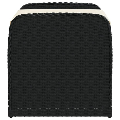 vidaXL Outdoor Poly Rattan Storage Bench With Cushion, Black, 45.3 x 20.1 x 20.5 in