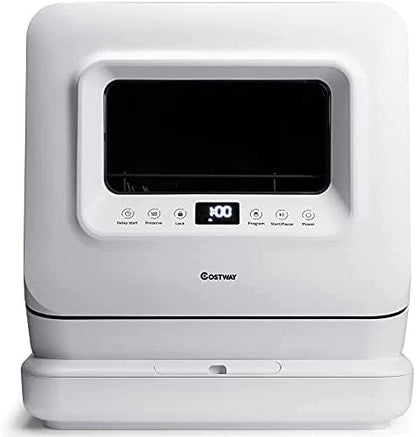 COSTWAY Portable Countertop Dishwasher, 7.5L Water Tank, White - 10015-CYFP