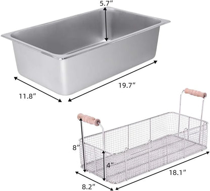 12 Liter Stainless Steel Deep Fryer With Basket Strainer, Adjustable Temperature And Timer