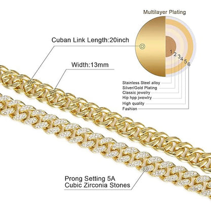 13mm Football Pendant Necklace With 20in Cuban Link Chain And CZ