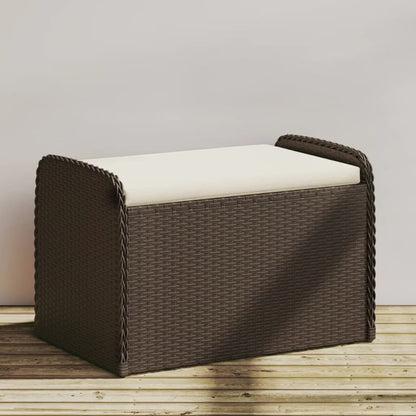 vidaXL Outdoor Poly Rattan Storage Bench With Cushion, Black, 45.3 x 20.1 x 20.5 in