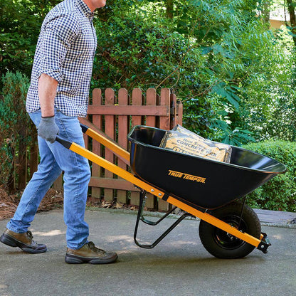 True Temper Steel Wheelbarrow 6 cu. ft. With Never Flat Tire And Steel Handles - R6STFFEC