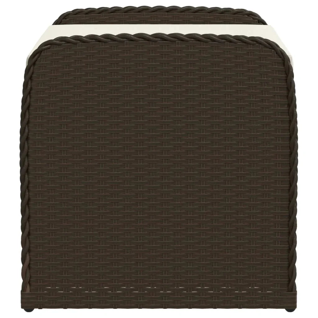 vidaXL Outdoor Poly Rattan Storage Bench With Cushion, Black, 45.3 x 20.1 x 20.5 in