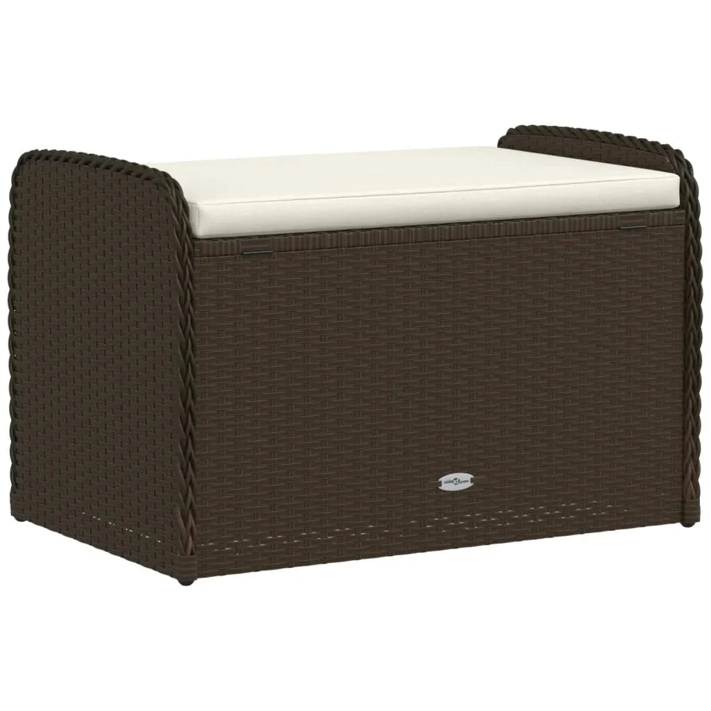 vidaXL Outdoor Poly Rattan Storage Bench With Cushion, Black, 45.3 x 20.1 x 20.5 in