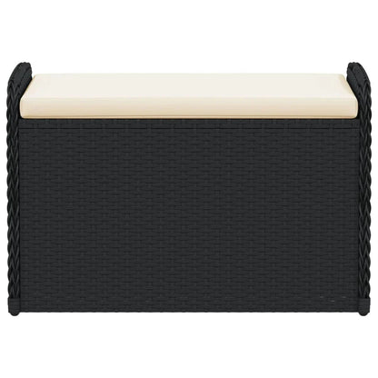vidaXL Outdoor Poly Rattan Storage Bench With Cushion, Black, 45.3 x 20.1 x 20.5 in