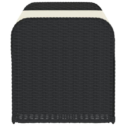 vidaXL Outdoor Poly Rattan Storage Bench With Cushion, Black, 45.3 x 20.1 x 20.5 in