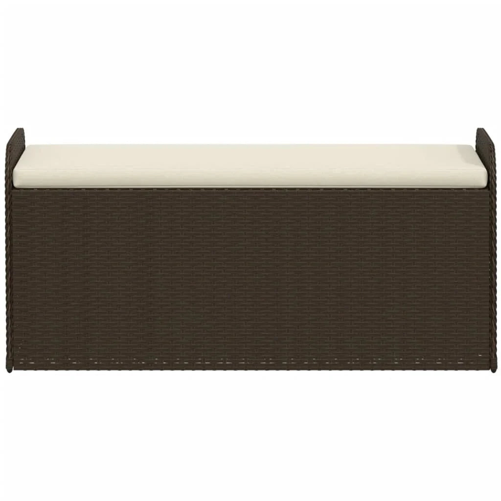 vidaXL Outdoor Poly Rattan Storage Bench With Cushion, Black, 45.3 x 20.1 x 20.5 in