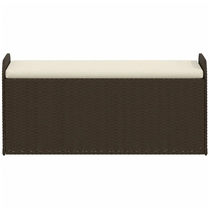 vidaXL Outdoor Poly Rattan Storage Bench With Cushion, Black, 45.3 x 20.1 x 20.5 in