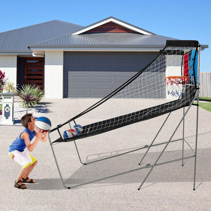 Costway Dual Shot Basketball Arcade Game, Blue, 8 Game Modes, 81in x 43in x 81in