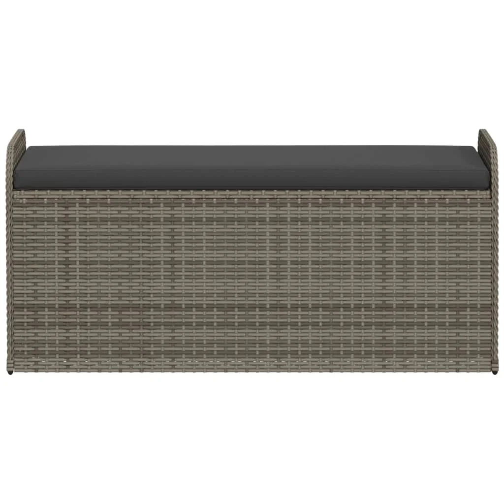 vidaXL Outdoor Poly Rattan Storage Bench With Cushion, Black, 45.3 x 20.1 x 20.5 in