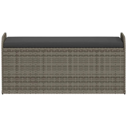 vidaXL Outdoor Poly Rattan Storage Bench With Cushion, Black, 45.3 x 20.1 x 20.5 in