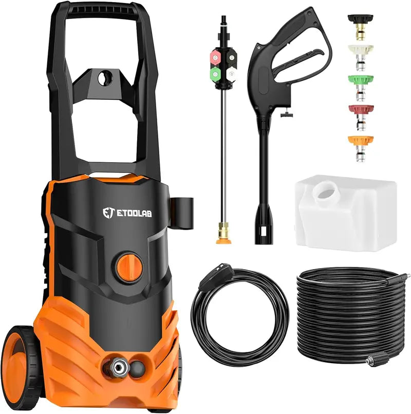 Orange Electric Pressure Washer 3800PSI 2.4GPM, 5 Nozzles, Dual Water Intake, 35FT Cord