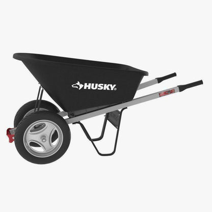 Husky Poly Dual Wheel Wheelbarrow 6 Cu. Ft. - Flat Free Tires