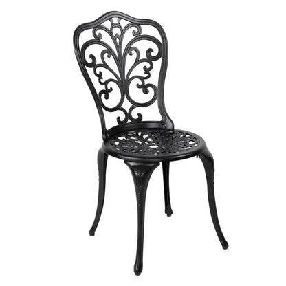 Nuu Garden 3-Piece Black Cast Aluminum Bistro Patio Set - 24 Inch Round Table