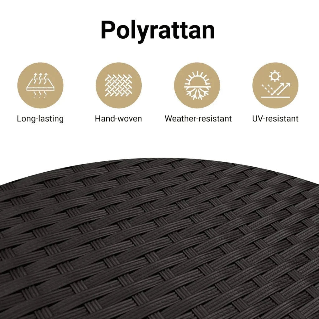 vidaXL Outdoor Poly Rattan Storage Bench With Cushion, Black, 45.3 x 20.1 x 20.5 in