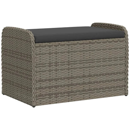 vidaXL Outdoor Poly Rattan Storage Bench With Cushion, Black, 45.3 x 20.1 x 20.5 in