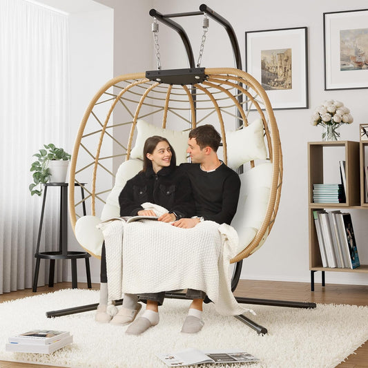 DoubleTT Double Swing Egg Chair With Stand, 2 Person, 550 LBS Capacity