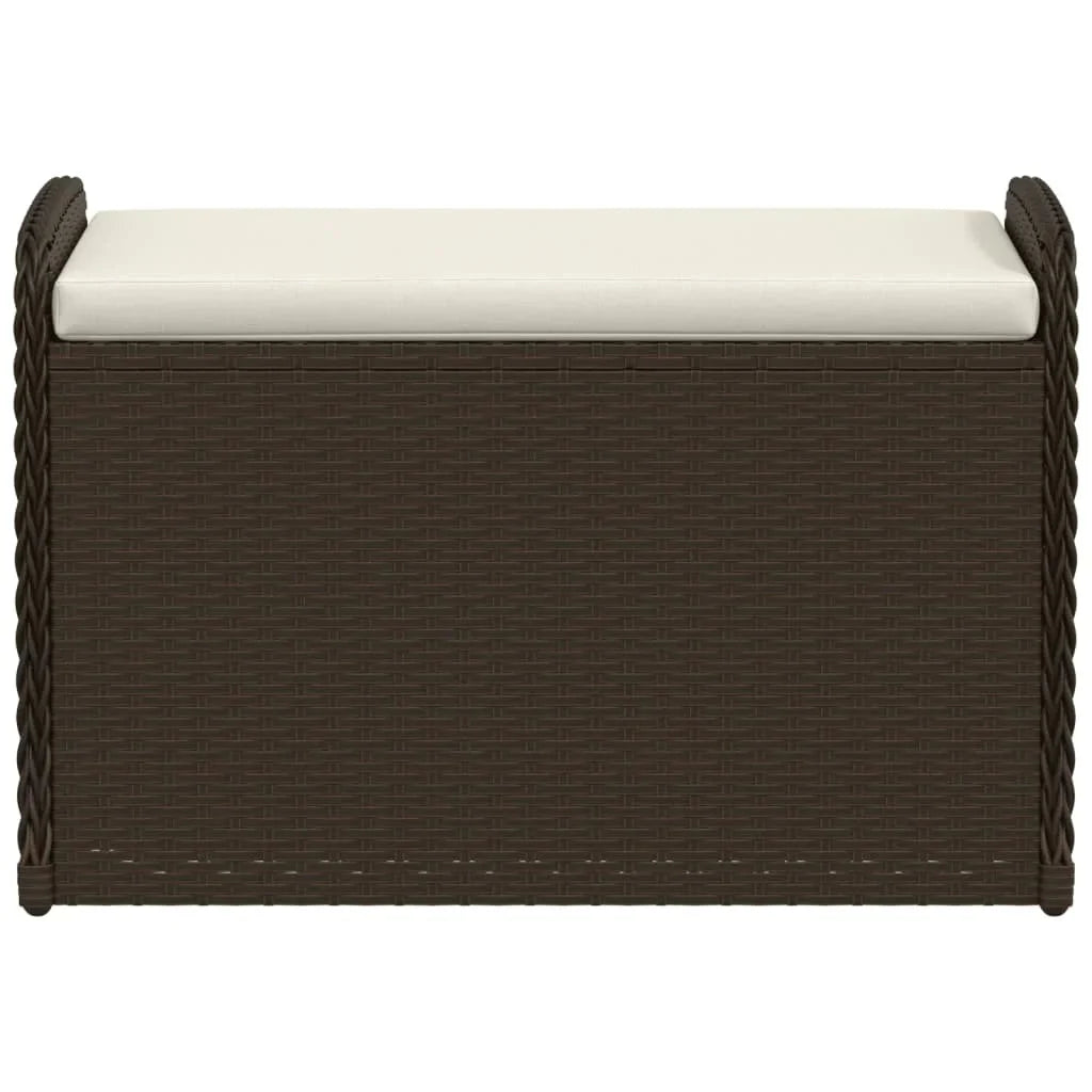 vidaXL Outdoor Poly Rattan Storage Bench With Cushion, Black, 45.3 x 20.1 x 20.5 in
