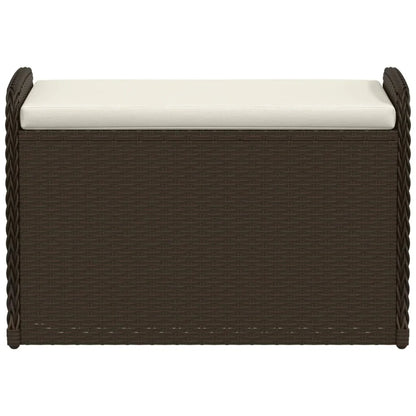 vidaXL Outdoor Poly Rattan Storage Bench With Cushion, Black, 45.3 x 20.1 x 20.5 in