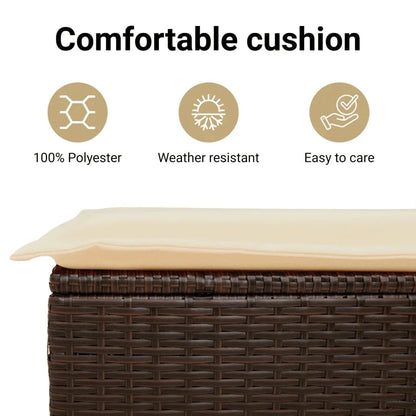 vidaXL Outdoor Poly Rattan Storage Bench With Cushion, Black, 45.3 x 20.1 x 20.5 in