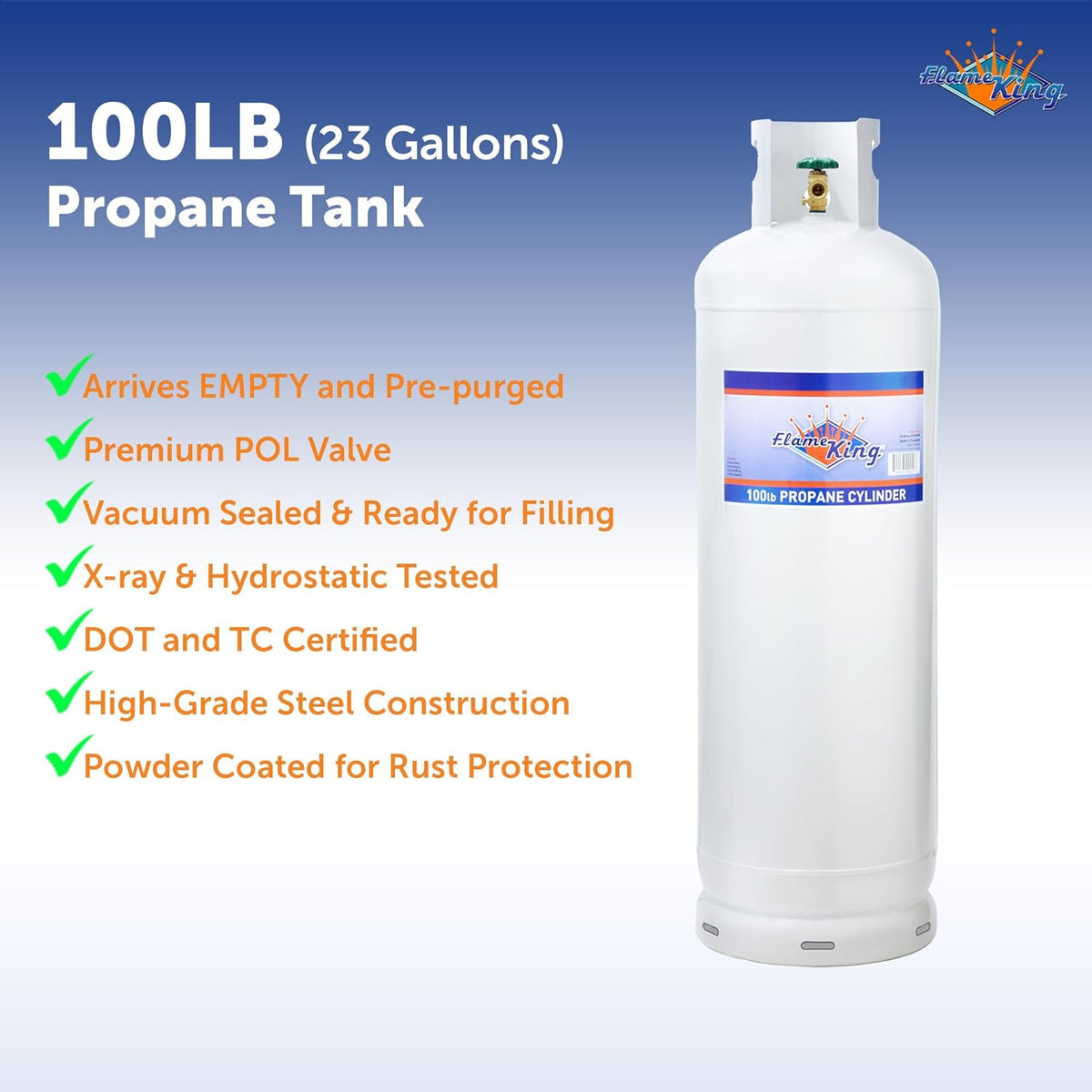 100 lb Steel Propane Tank Cylinder With POL Valve - valve108270_163892