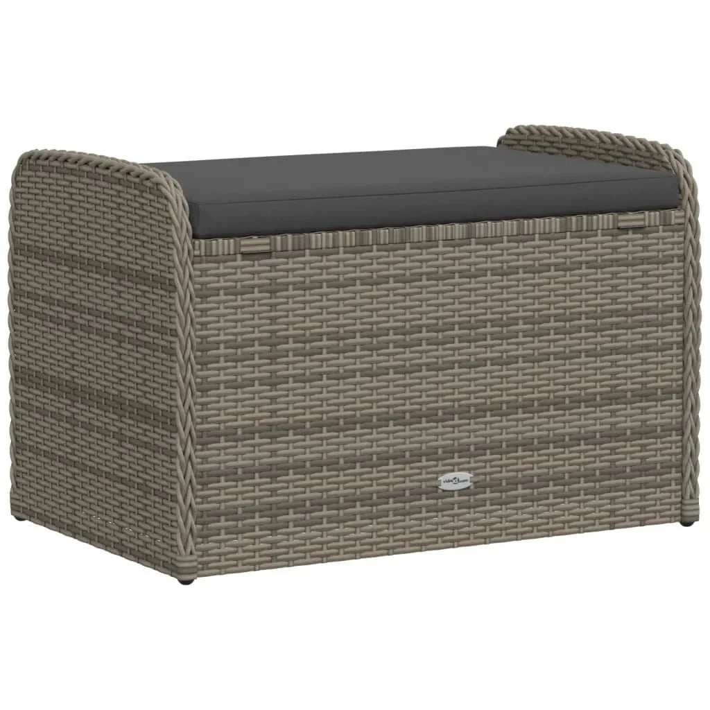 vidaXL Outdoor Poly Rattan Storage Bench With Cushion, Black, 45.3 x 20.1 x 20.5 in