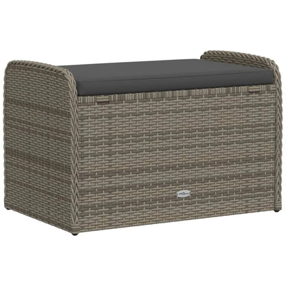 vidaXL Outdoor Poly Rattan Storage Bench With Cushion, Black, 45.3 x 20.1 x 20.5 in