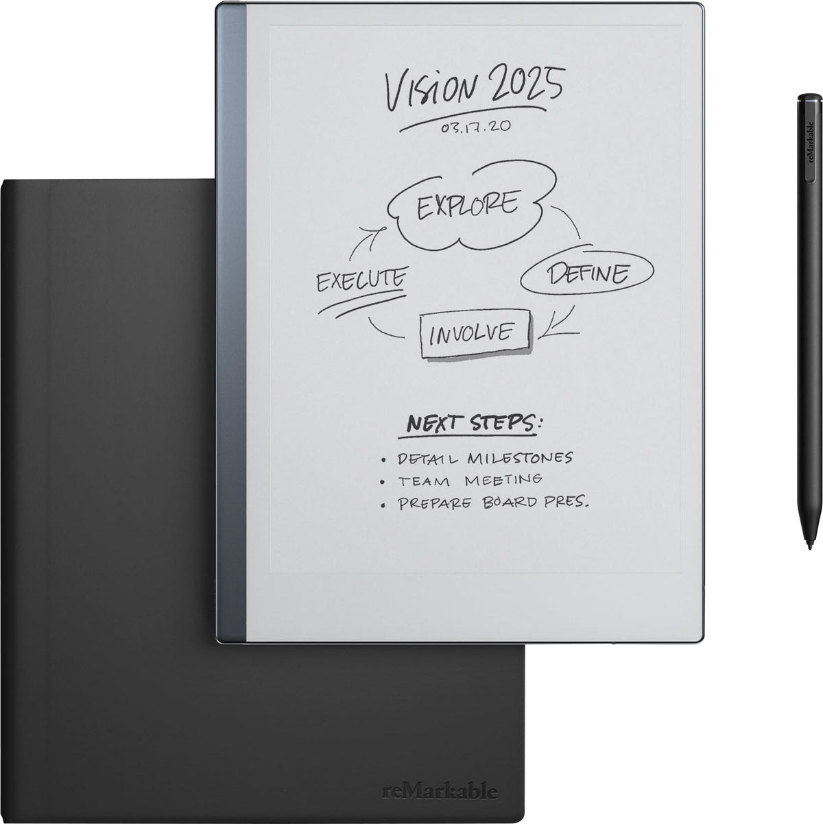reMarkable 2 10.3 in Paper Tablet With Marker Plus And Premium Leather Book Folio - Black