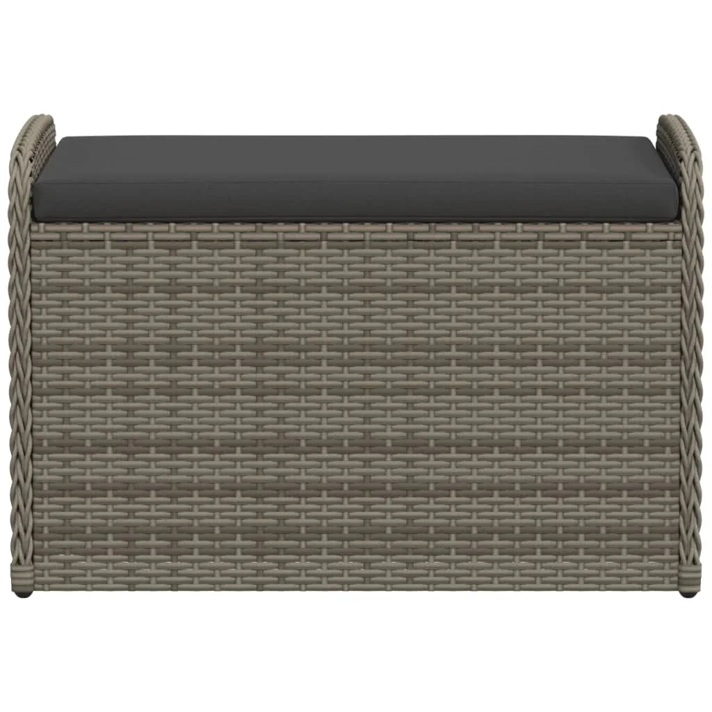 vidaXL Outdoor Poly Rattan Storage Bench With Cushion, Black, 45.3 x 20.1 x 20.5 in
