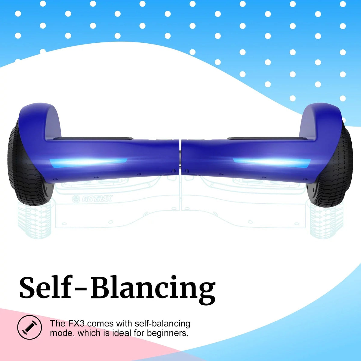 GOTRAX Hoverboard, 200W Motor, 6.5 inch LED Wheels, Blue - FX3