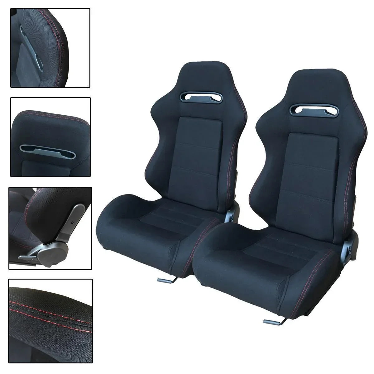 ZGBY Reclinable Sports Bucket Racing Seats With Sliders - Left And Right, 2 Pcs
