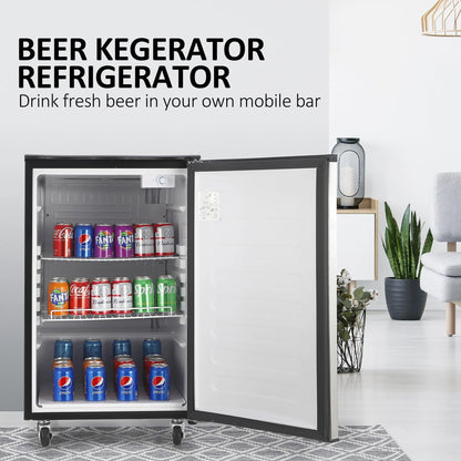 Dual-Tap Stainless Steel Beer Kegerator, 170L With Drip Tray