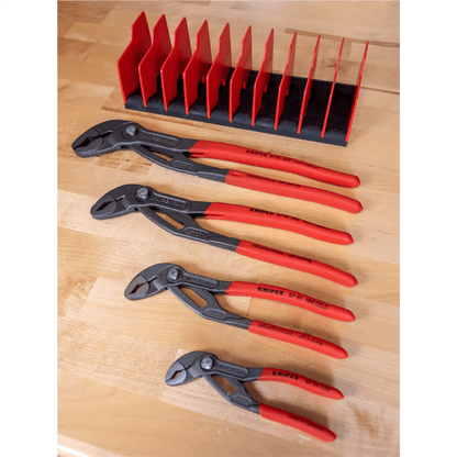 KNIPEX Cobra Pliers Set, 4-Piece With 10-Piece Tool Holder - 87 01 125, 87 01 180, 87 01 250, 87 01 300