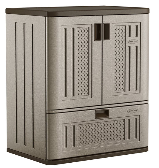 Suncast Single Drawer Resin Base Storage Cabinet - Platinum Metallic