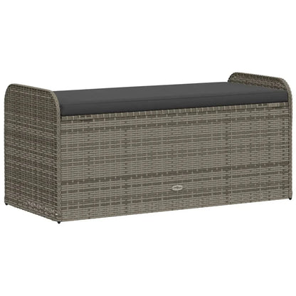 vidaXL Outdoor Poly Rattan Storage Bench With Cushion, Black, 45.3 x 20.1 x 20.5 in