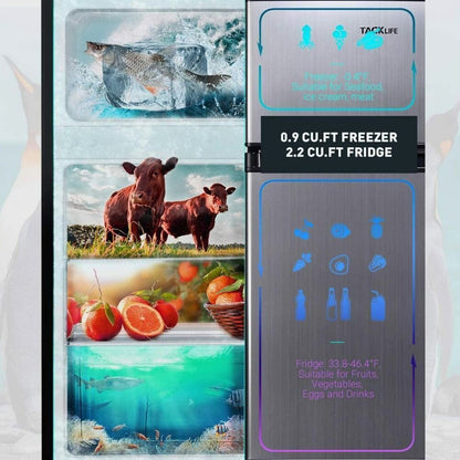 Mini Fridge With Freezer, 3.1 Cu.Ft Compact Refrigerator With LED Light - HPVFR310