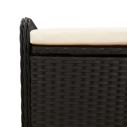 vidaXL Outdoor Poly Rattan Storage Bench With Cushion, Black, 45.3 x 20.1 x 20.5 in